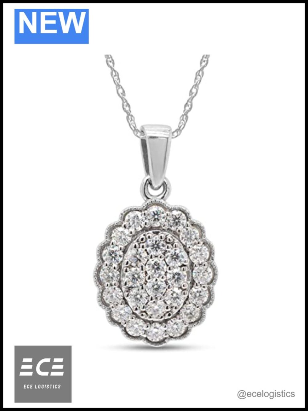 Moissanite Cluster Flower Pendant Necklace 14k Gold Over Sterling Silver 18"